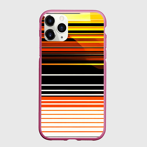 Чехол iPhone 11 Pro матовый Разноцветные вертикальные линии / 3D-Малиновый – фото 1