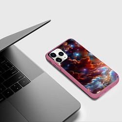 Чехол iPhone 11 Pro матовый Космические звезды, цвет: 3D-малиновый — фото 2