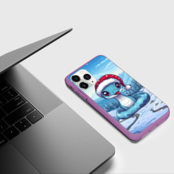Чехол iPhone 11 Pro матовый Змейка показывает язык, цвет: 3D-фиолетовый — фото 2