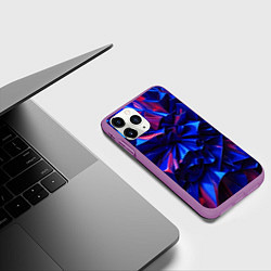 Чехол iPhone 11 Pro матовый Синие абстрактные изгибы, цвет: 3D-фиолетовый — фото 2