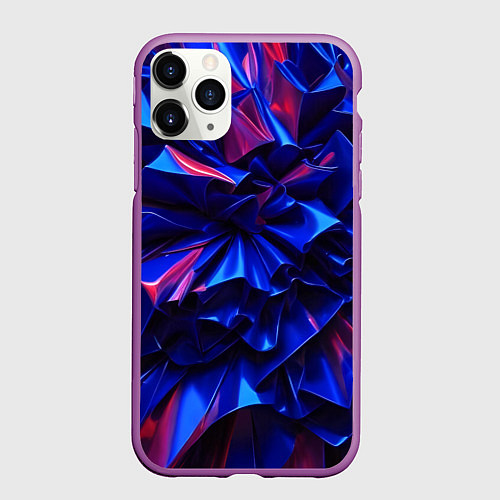 Чехол iPhone 11 Pro матовый Синие абстрактные изгибы / 3D-Фиолетовый – фото 1