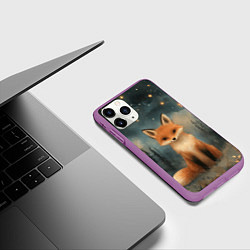 Чехол iPhone 11 Pro матовый Лисичка в звездном лесу, цвет: 3D-фиолетовый — фото 2