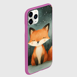 Чехол iPhone 11 Pro матовый Лисица в новогоднем лесу, цвет: 3D-фиолетовый — фото 2