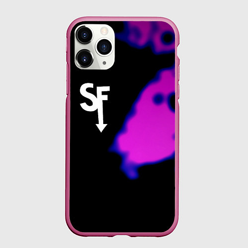 Чехол iPhone 11 Pro матовый Sally Face неон краски / 3D-Малиновый – фото 1