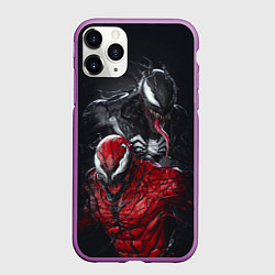 Чехол iPhone 11 Pro матовый Venom and Carnage, цвет: 3D-фиолетовый