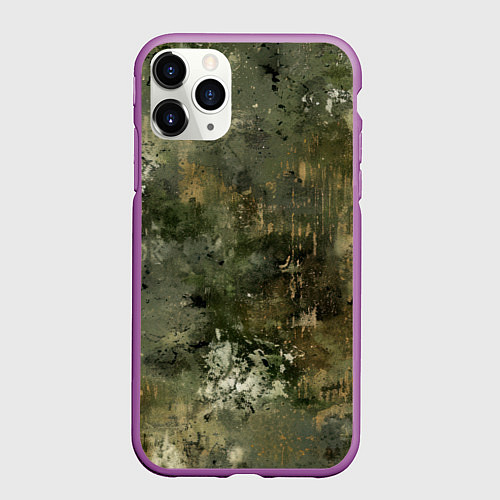 Чехол iPhone 11 Pro матовый Камуфляж с потертостями / 3D-Фиолетовый – фото 1