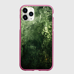 Чехол iPhone 11 Pro матовый Зеленый камуфляж с эффектом старины, цвет: 3D-малиновый