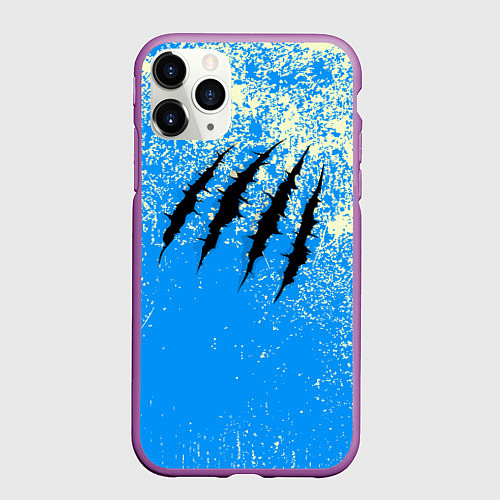 Чехол iPhone 11 Pro матовый Гранж - порезы монстра / 3D-Фиолетовый – фото 1
