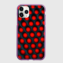 Чехол iPhone 11 Pro матовый Оптическая иллюзия красная броня, цвет: 3D-фиолетовый
