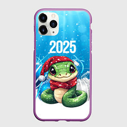 Чехол iPhone 11 Pro матовый Змея новогодняя 2025, цвет: 3D-фиолетовый