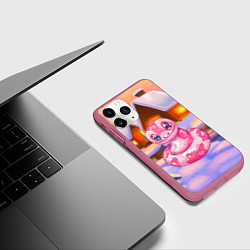 Чехол iPhone 11 Pro матовый Милая розовая змейка, цвет: 3D-малиновый — фото 2
