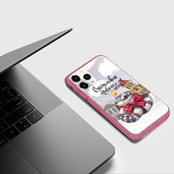 Чехол iPhone 11 Pro матовый Счастливого нового года - змейка 2025, цвет: 3D-малиновый — фото 2