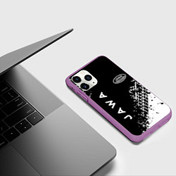Чехол iPhone 11 Pro матовый Jawa - следы от шин, цвет: 3D-фиолетовый — фото 2