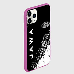 Чехол iPhone 11 Pro матовый Jawa - следы от шин, цвет: 3D-фиолетовый — фото 2