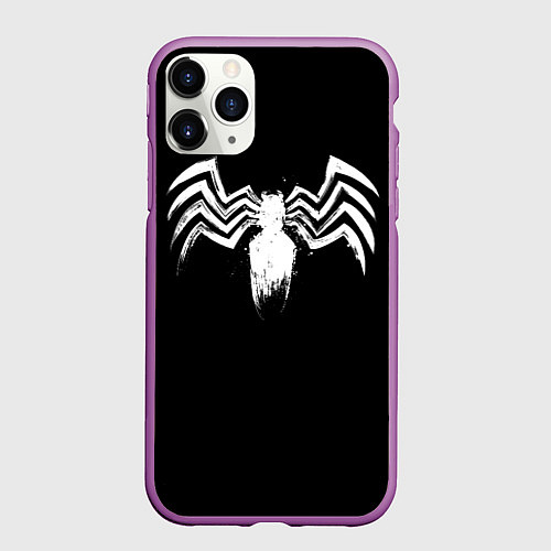 Чехол iPhone 11 Pro матовый Venom - logo / 3D-Фиолетовый – фото 1