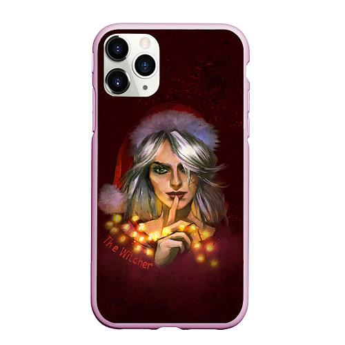 Чехол iPhone 11 Pro матовый Цирилла в шапке - The Witcher new year / 3D-Розовый – фото 1