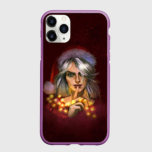 Чехол iPhone 11 Pro матовый Цирилла в шапке - The Witcher new year / 3D-Фиолетовый – фото 1