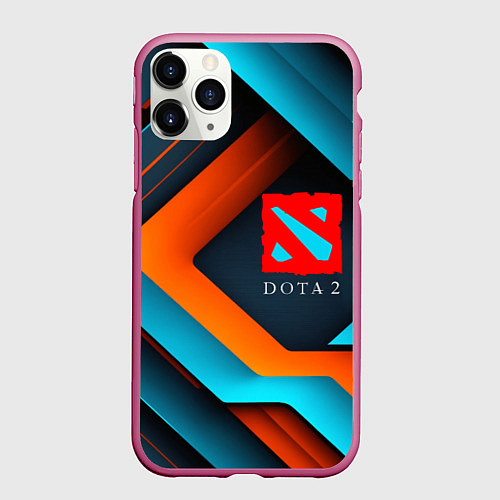 Чехол iPhone 11 Pro матовый Dota 2 абстракция из линий / 3D-Малиновый – фото 1