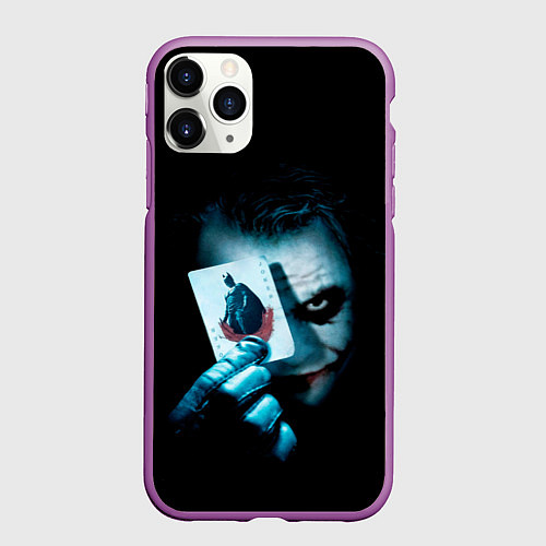 Чехол iPhone 11 Pro матовый Джокер с картой Темный рыцарь / 3D-Фиолетовый – фото 1