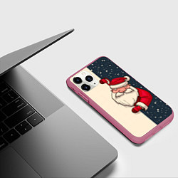 Чехол iPhone 11 Pro матовый Дед Мороз, цвет: 3D-малиновый — фото 2