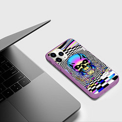 Чехол iPhone 11 Pro матовый Череп, сердце и оп-арт, цвет: 3D-фиолетовый — фото 2