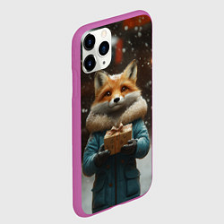 Чехол iPhone 11 Pro матовый Лиса с подарком, цвет: 3D-фиолетовый — фото 2