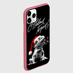 Чехол iPhone 11 Pro матовый Бородатый дракон в Новый год, цвет: 3D-малиновый — фото 2