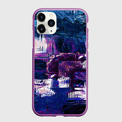 Чехол iPhone 11 Pro матовый Глитч текстура - искаженное пространство, цвет: 3D-фиолетовый