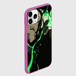 Чехол iPhone 11 Pro матовый Зелёный разлом в камне, цвет: 3D-фиолетовый — фото 2