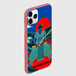 Чехол iPhone 11 Pro матовый Яркий ретро самурай, цвет: 3D-малиновый — фото 2