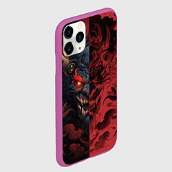 Чехол iPhone 11 Pro матовый Японский демон Они, цвет: 3D-фиолетовый — фото 2