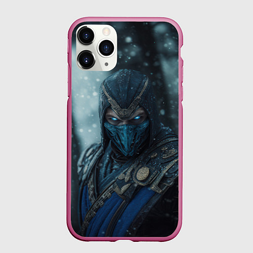 Чехол iPhone 11 Pro матовый Subzero mortal kombat / 3D-Малиновый – фото 1