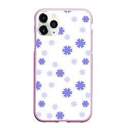 Чехол iPhone 11 Pro матовый Зимний узор со снежинками, цвет: 3D-розовый
