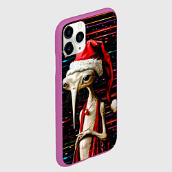 Чехол iPhone 11 Pro матовый Санта Клаус - инопланетянин, цвет: 3D-фиолетовый — фото 2