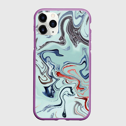 Чехол iPhone 11 Pro матовый Crazy waves / 3D-Фиолетовый – фото 1