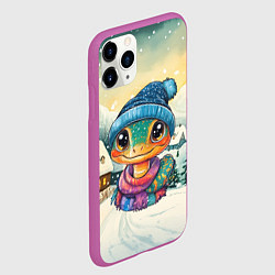 Чехол iPhone 11 Pro матовый Милая змейка на фоне деревни, цвет: 3D-фиолетовый — фото 2