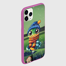 Чехол iPhone 11 Pro матовый Зеленая милая змейка, цвет: 3D-фиолетовый — фото 2