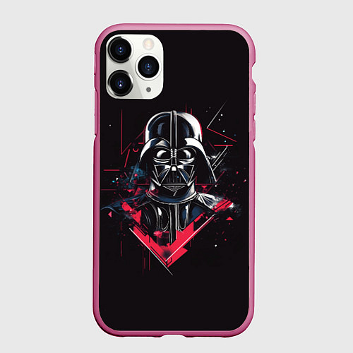 Чехол iPhone 11 Pro матовый Darth Vader on black / 3D-Малиновый – фото 1