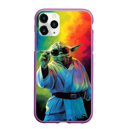 Чехол iPhone 11 Pro матовый Крутой Йода - Звездные войны / 3D-Фиолетовый – фото 1