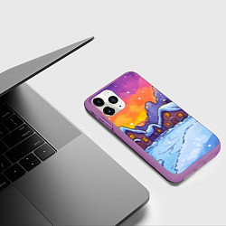 Чехол iPhone 11 Pro матовый Заснеженный новый год, цвет: 3D-фиолетовый — фото 2