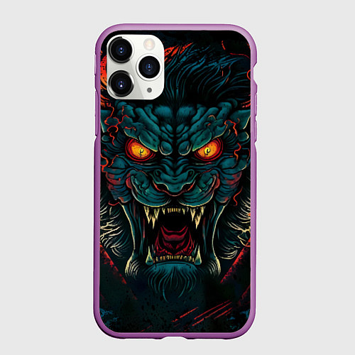 Чехол iPhone 11 Pro матовый Демон химера / 3D-Фиолетовый – фото 1