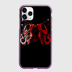 Чехол iPhone 11 Pro матовый Double Deadpool, цвет: 3D-фиолетовый