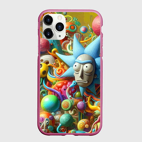 Чехол iPhone 11 Pro матовый Рик Санчес - абстракция / 3D-Малиновый – фото 1