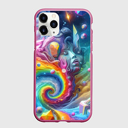Чехол iPhone 11 Pro матовый Абстрактное граффити с лицом девушки, цвет: 3D-малиновый