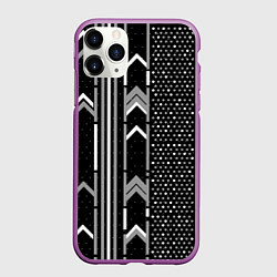 Чехол iPhone 11 Pro матовый Закулисье чёрно-белое, цвет: 3D-фиолетовый