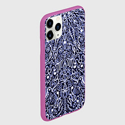 Чехол iPhone 11 Pro матовый Сине-фиолетовый узоры мандала, цвет: 3D-фиолетовый — фото 2