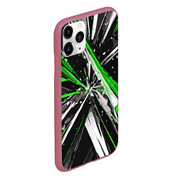 Чехол iPhone 11 Pro матовый Чёрно-зелёная-белая абстракция, цвет: 3D-малиновый — фото 2