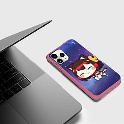 Чехол iPhone 11 Pro матовый Сонная куроми, цвет: 3D-малиновый — фото 2