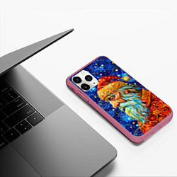 Чехол iPhone 11 Pro матовый Santa Claus: pop-art-brut-nouveau pointillism, цвет: 3D-малиновый — фото 2