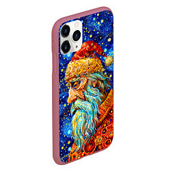 Чехол iPhone 11 Pro матовый Santa Claus: pop-art-brut-nouveau pointillism, цвет: 3D-малиновый — фото 2